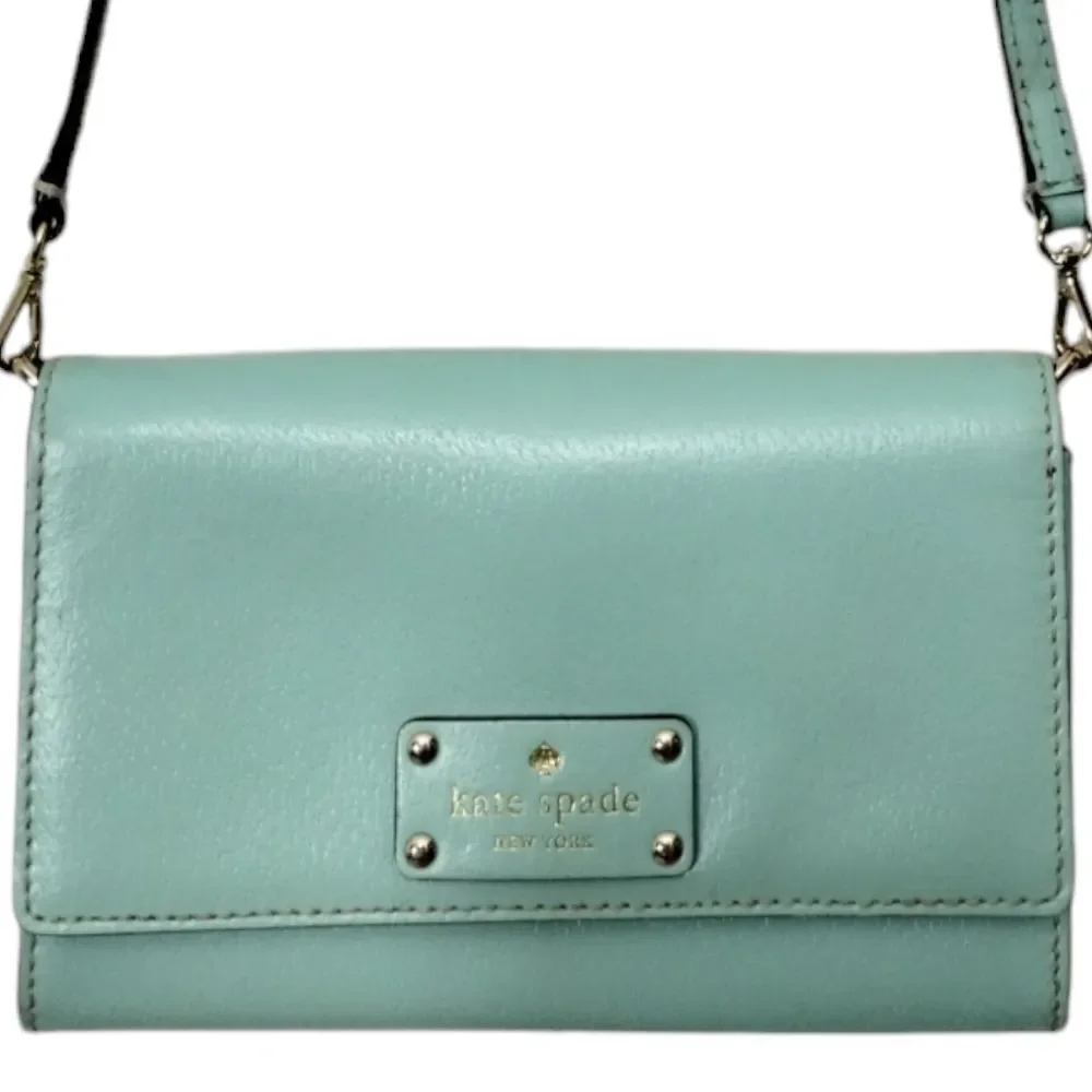 Kate Spade New York Women's Natalie Wellesley Leather Clutch Crossbody Bag Green